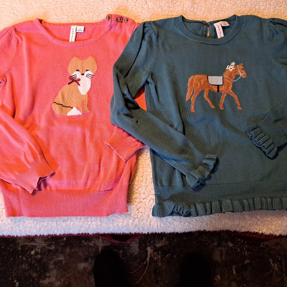 Janie and Jack 2 sweaters, size 8 VEC fox and pony